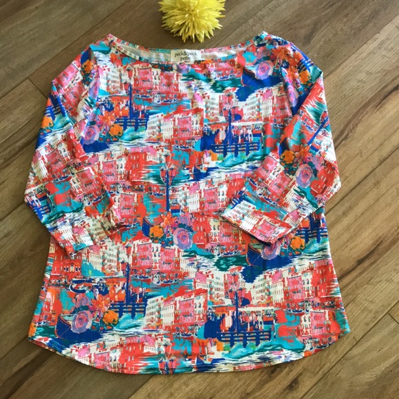 PECK&PECK PETITE SUMMER TOP 3/4 SLEEVES SIZE PL Excellent Condition - Picture 5 of 7